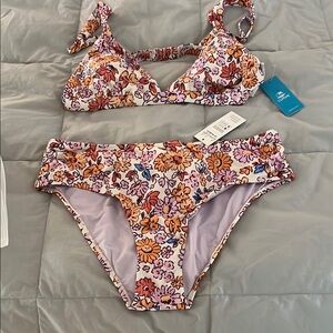 Cupshe Floral Bikini - Pink and Orange
